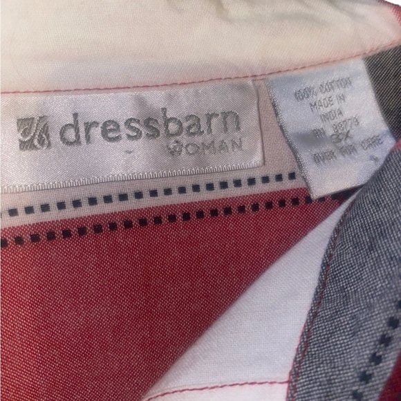 Dress barn size 3X Christmas plaid holiday button down plus size cross stitched - Picture 7 of 13